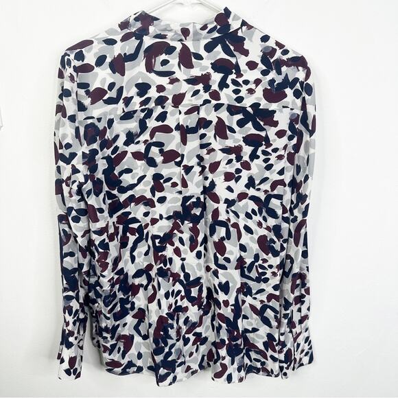 Lafayette 148 New York Size M Scottie Silk Printed Button Down Blouse Shirt - Picture 5 of 11